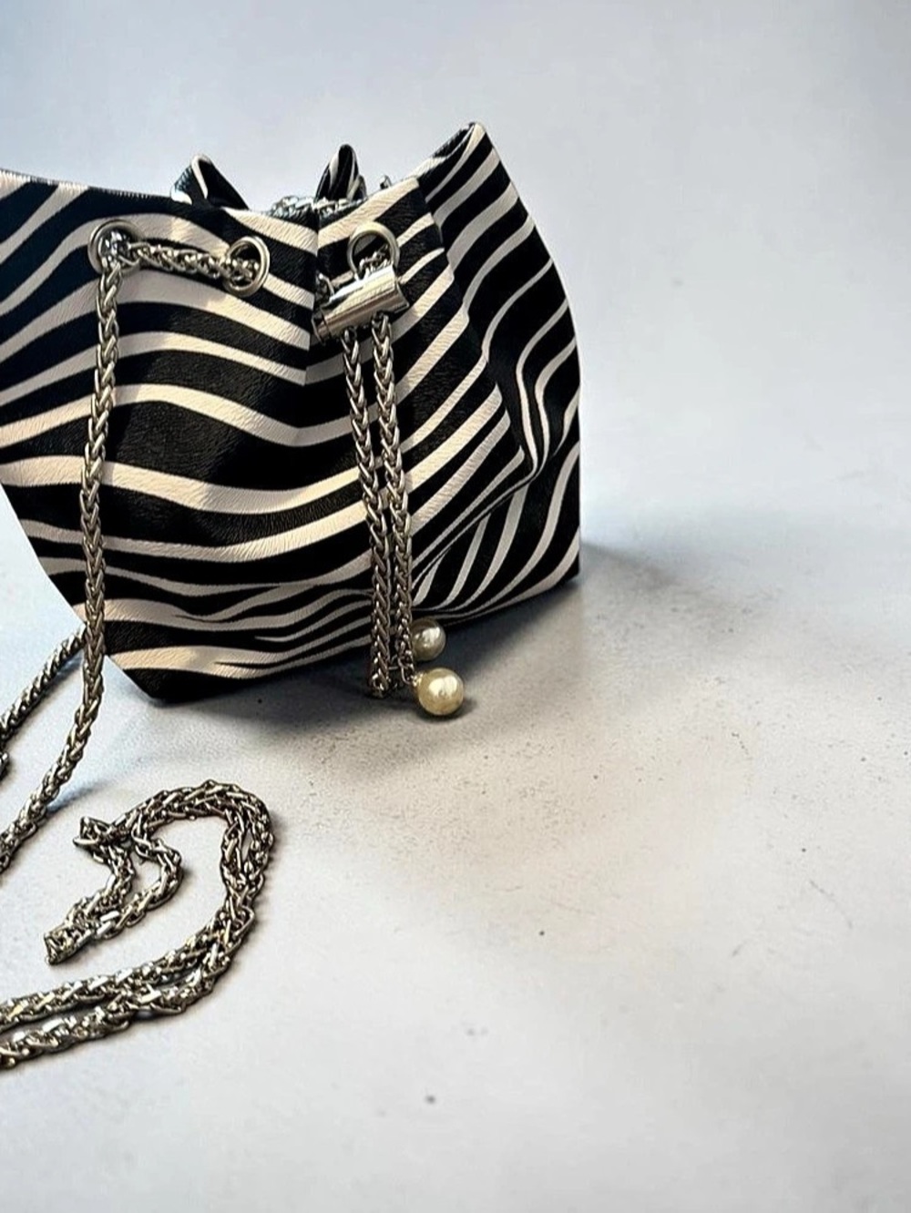 Zebra Print Chain Shoulder Bag